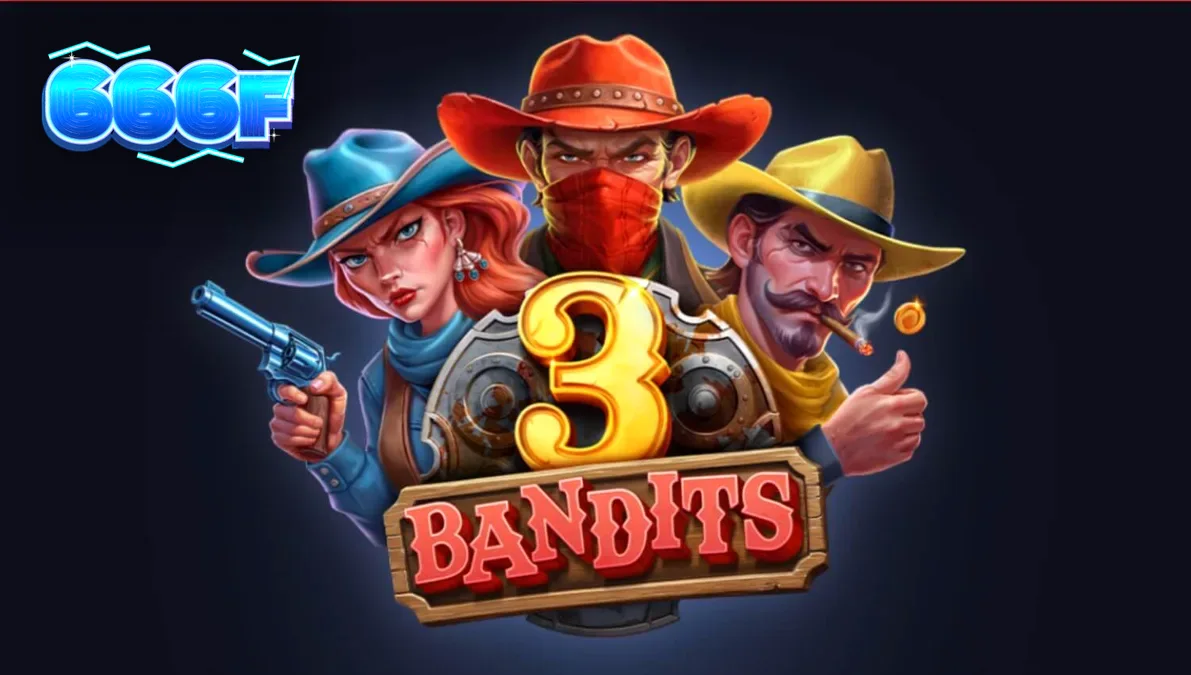 Tampilan visual slot 3 Bandits dengan tema Wild West dan simbol bandit